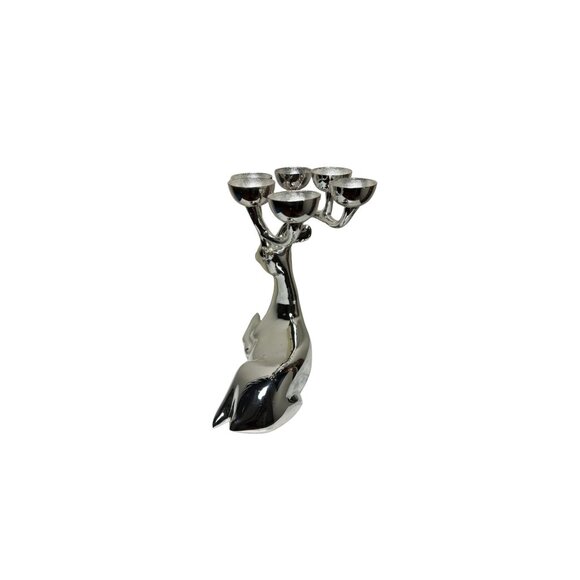 Crate and Barrel Christmas Reindeer Set 6 Round Candle Holder Silver Color Home - Picture 8 of 9